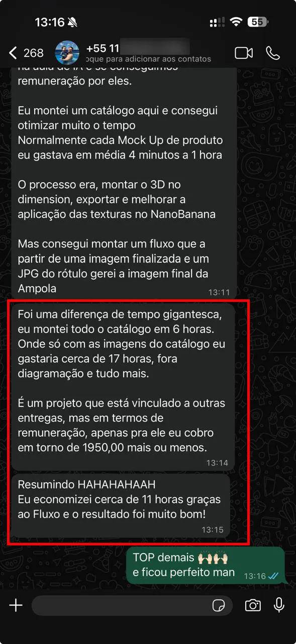 Depoimento no grupo da comunidade